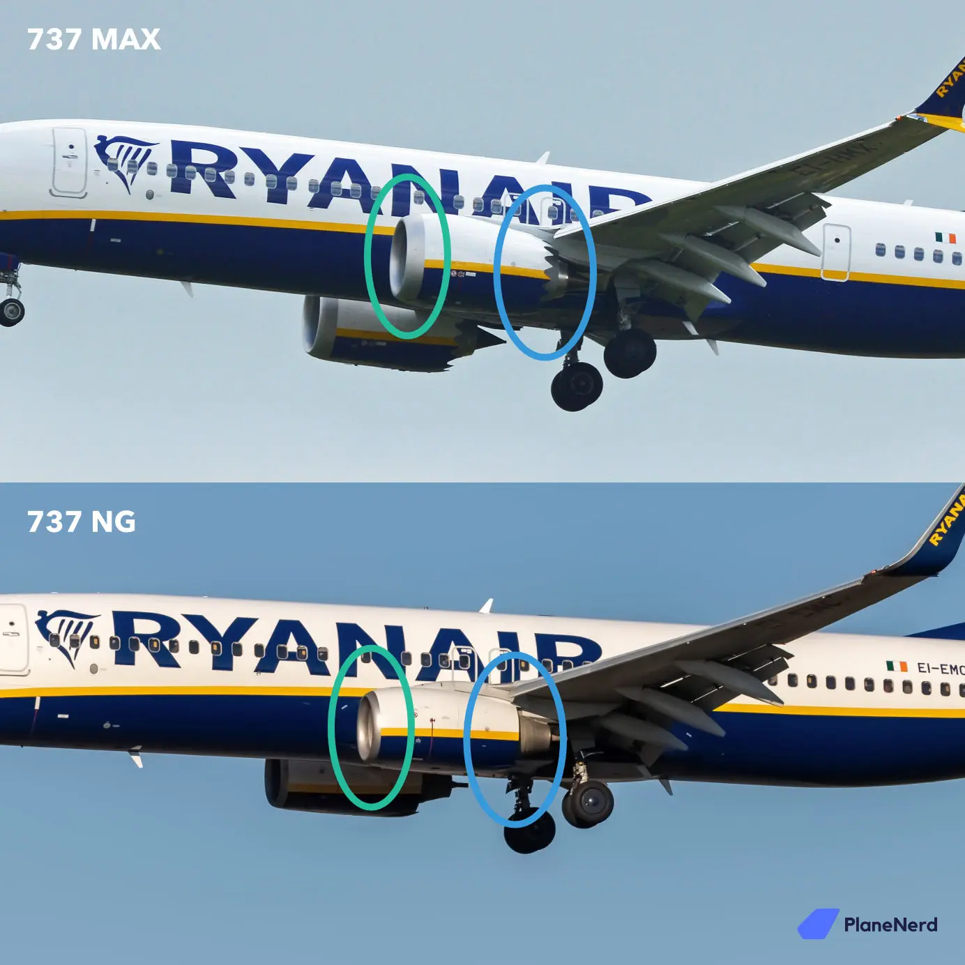 How to recognize a Boeing 737 MAX on its engines