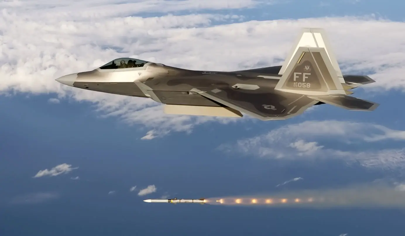 F-22 firing an AMRAAM missile