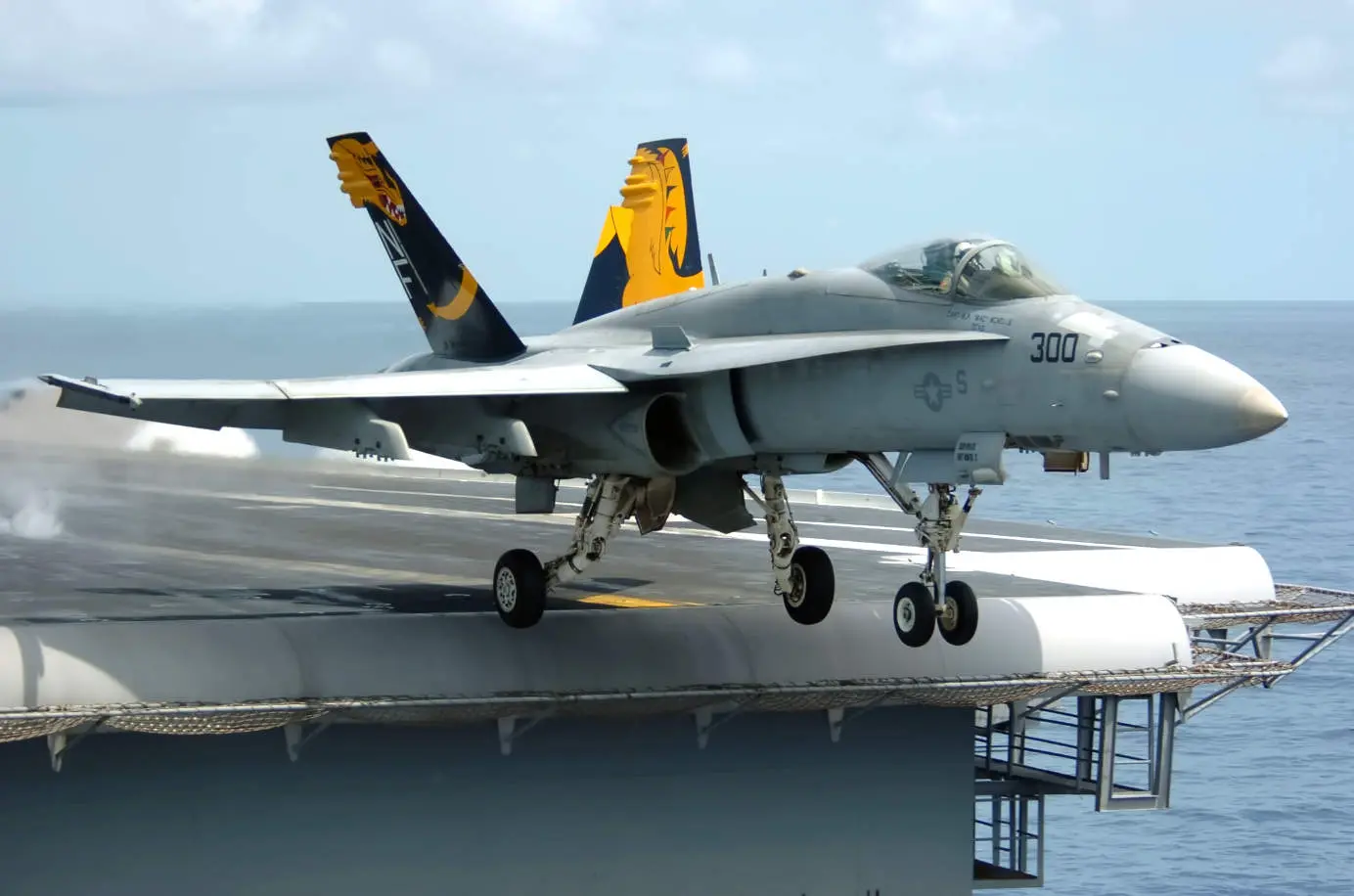F-18 Hornet launching from carrier