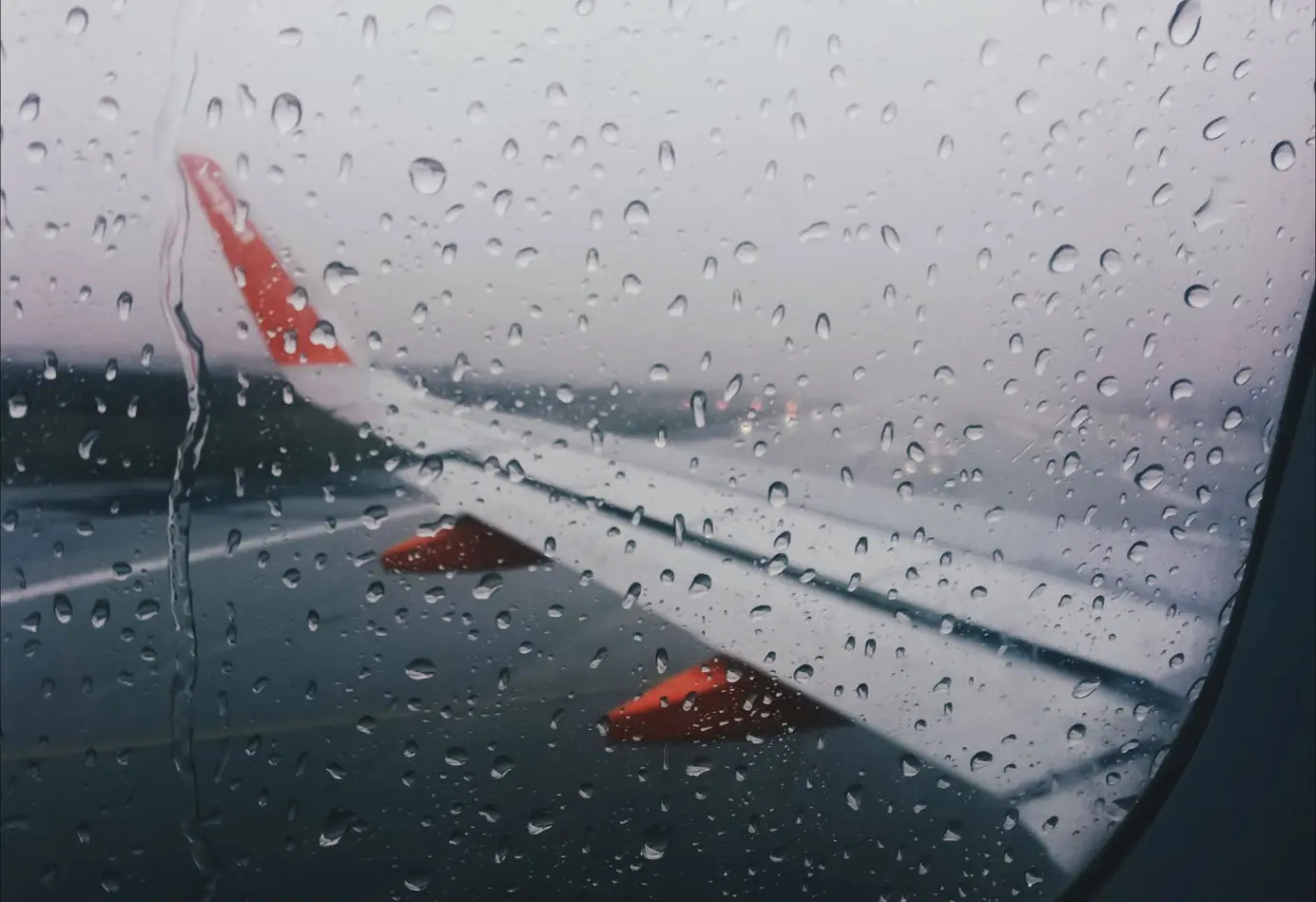 airplane in rain