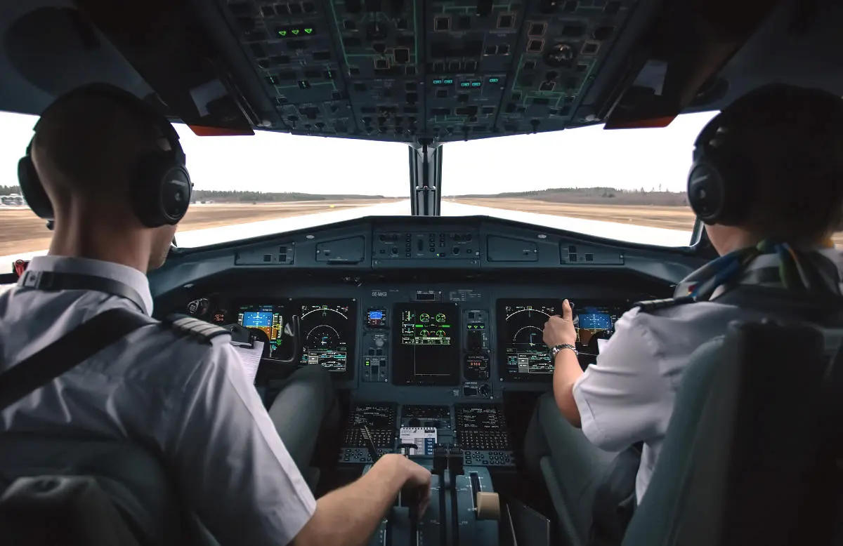 Cockpit with pilots