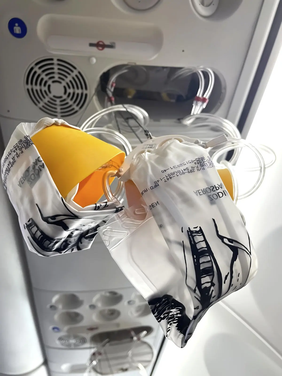 oxygen mask in airplane