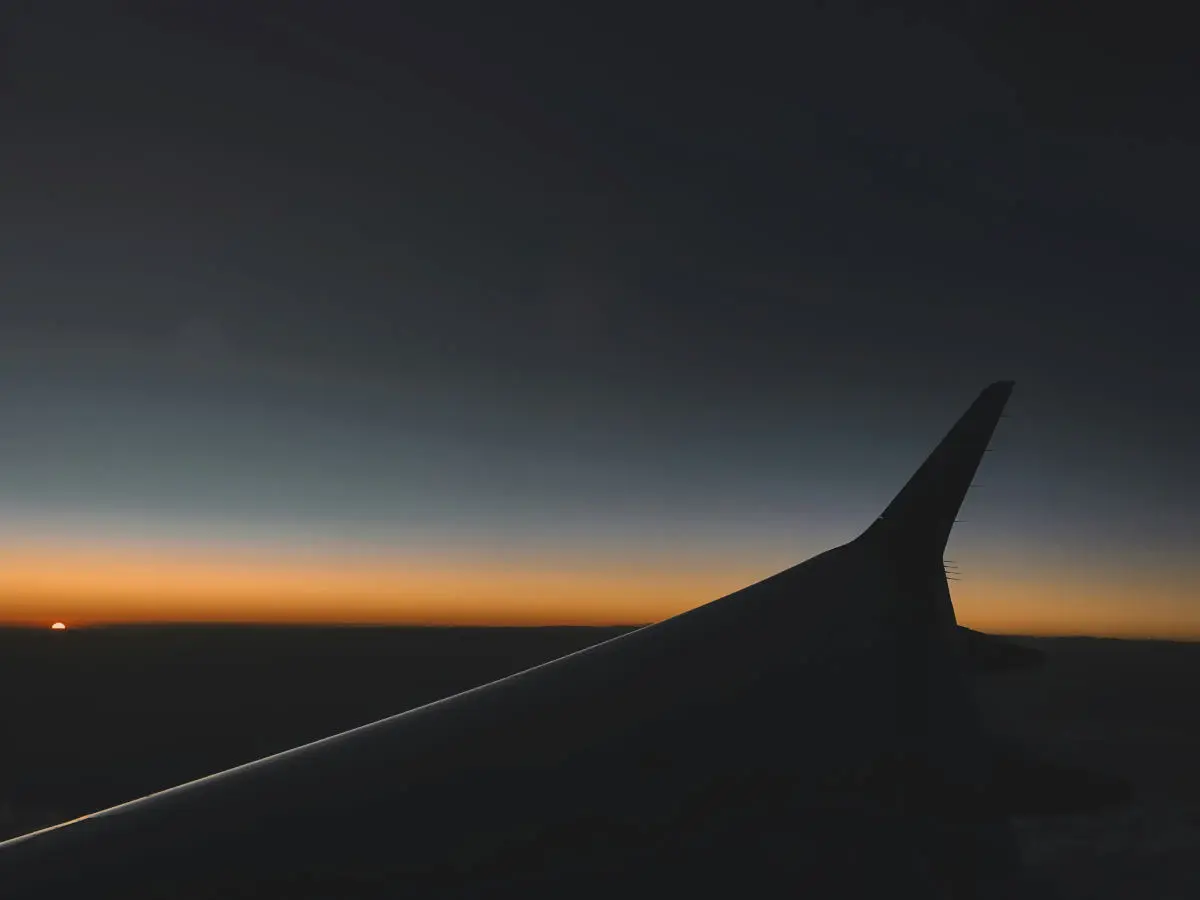 airplane wing at night